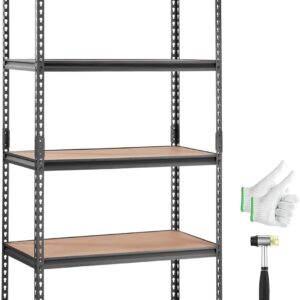 VEVOR Storage Shelving Unit, 5-Tier Adjustable, 2000 lbs Capacity, Heavy Duty Garage Shelves Metal Organizer Utility Rack, Black, 36" L x 18" W x 72" H for Kitchen Pantry Basement Bathroom Laundry